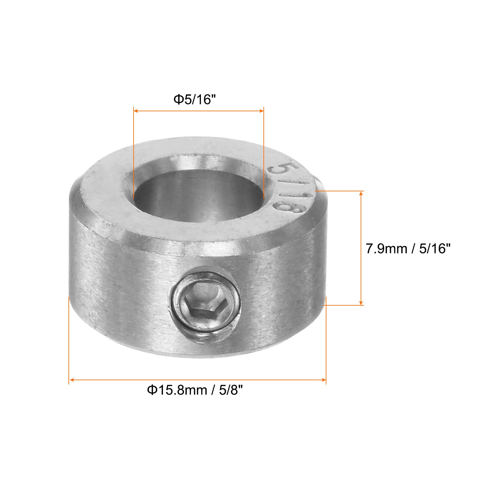 HARFINGTON 4pcs Shaft Collar 5/16" Bore 5/8" OD 5/16" W 304 -2