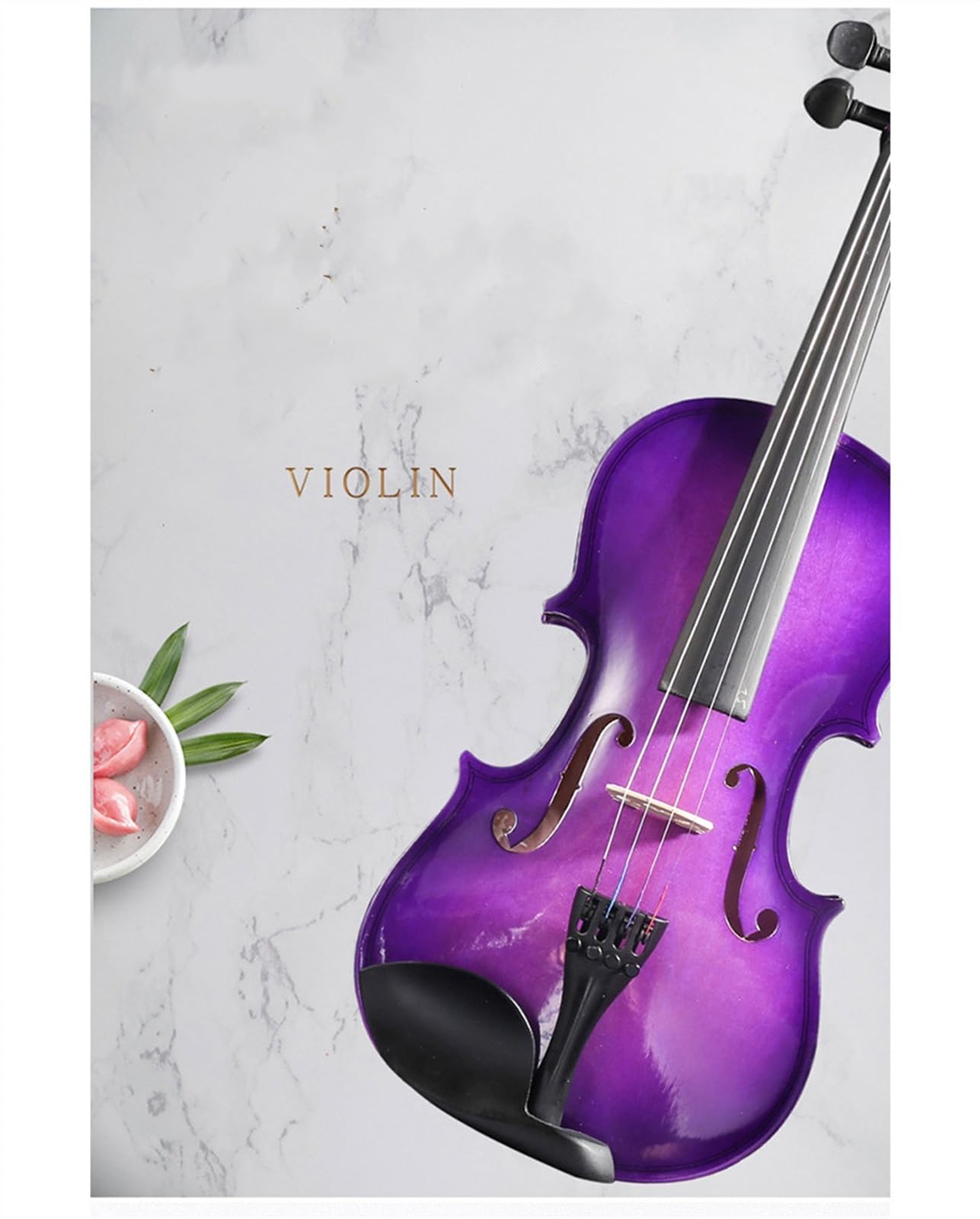 Geige Lila Violine Anfänger Übung Violine Weiß Kiefer Saitenhalter(1/2)