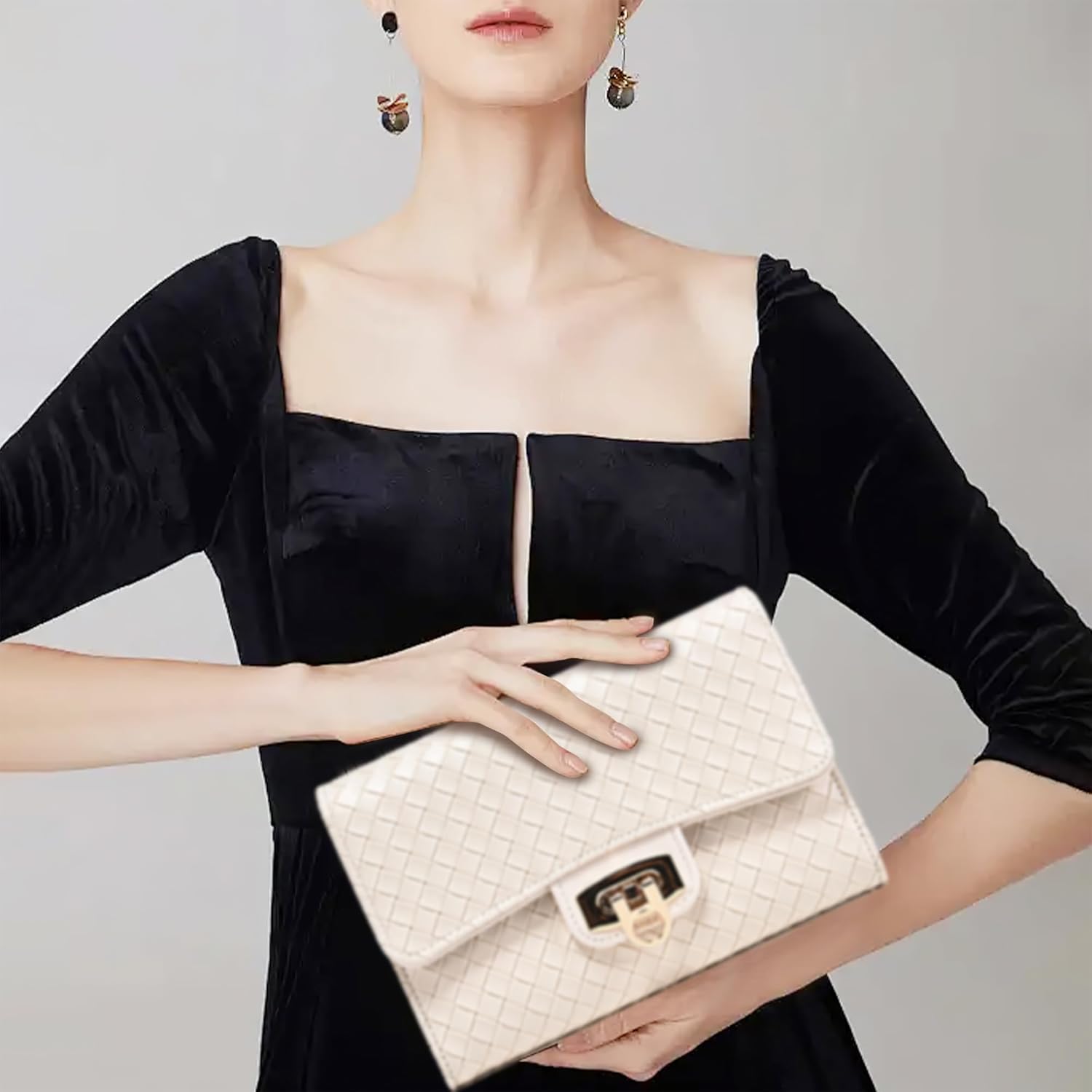 Women's Textured PU Crossbody Bag, Small Gold Chain Shoulder Purse for Daily Use - Image 2