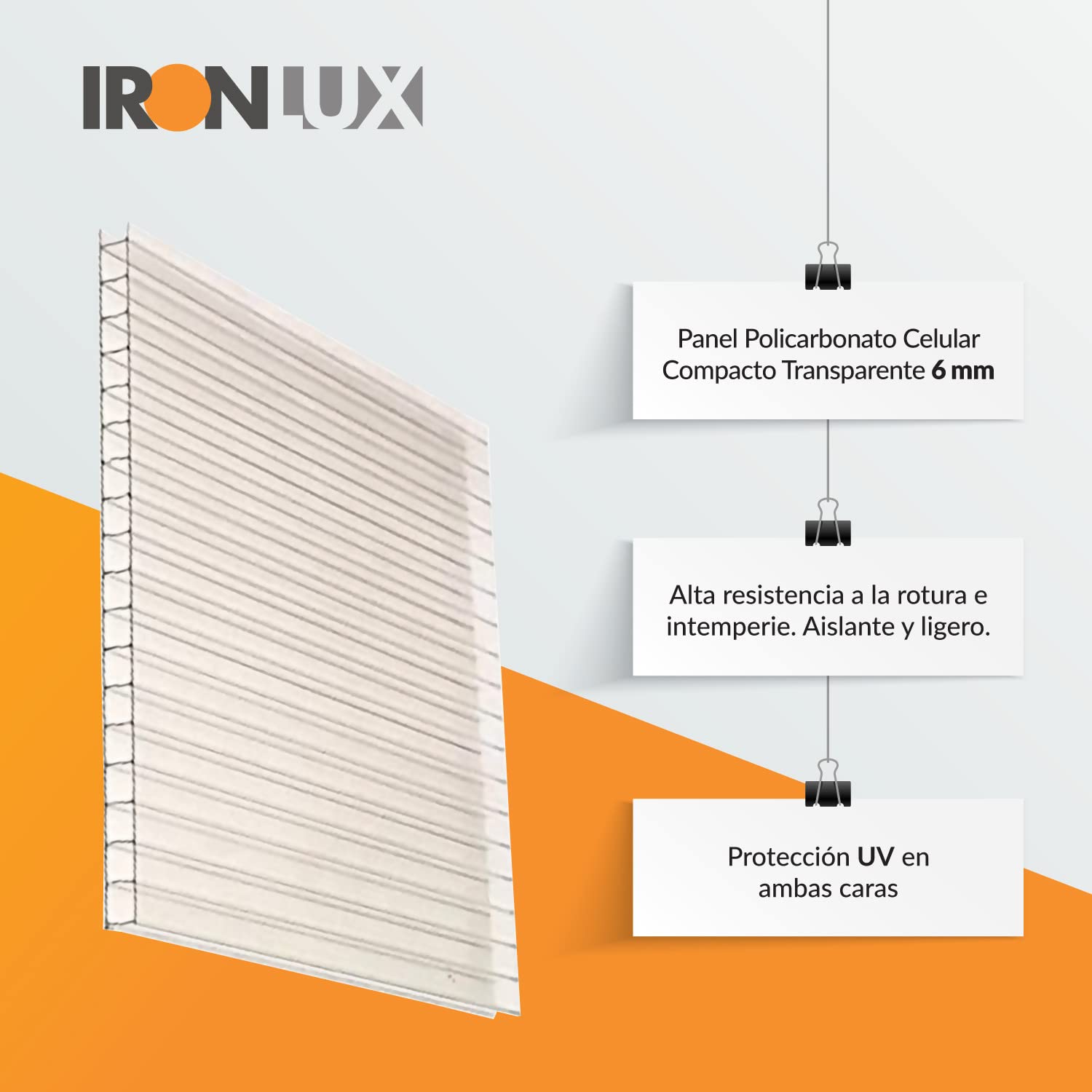 Kit 10 Planchas policarbonato transparente para falso techo 6mm - Medida exacta: 595x595 para encajar en las guías - Protección UV