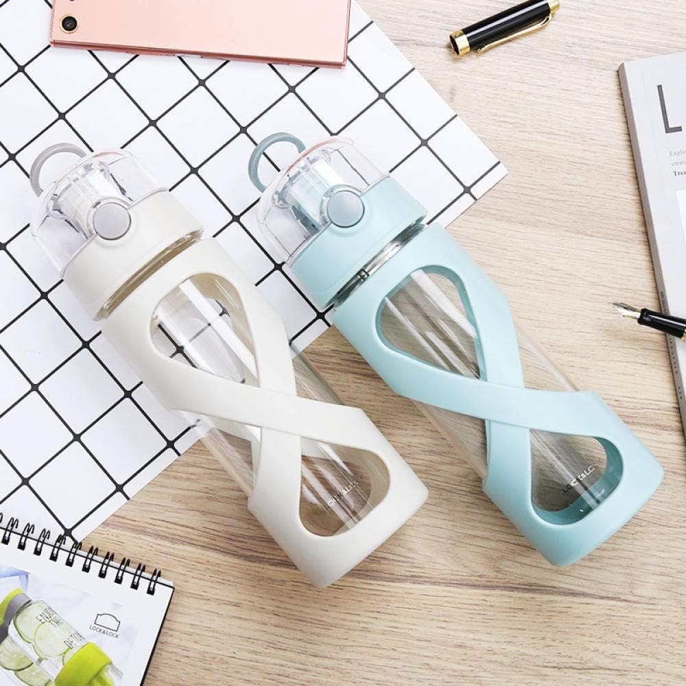 Bouteille d'eau en verre avec manchon en silicone antidérapant, double bouche, anti-fuite, sans BPA, respectueuse de l'environnement, idéale pour l'école, la maison, le bureau, les voyages, le sport