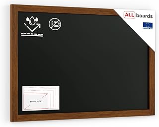 ALLboards Kreidetafel Wasserfest mit lackiertem Holzrahmen 90x60cm, Schwarz, Schreibtafel, Kreide