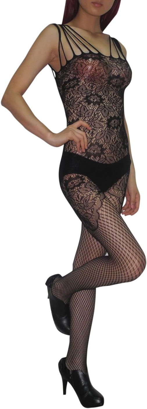 Womens Sexy Fishnet Open Crotch Body Stocking Bodysuit Nightwear Lingerie one size Black