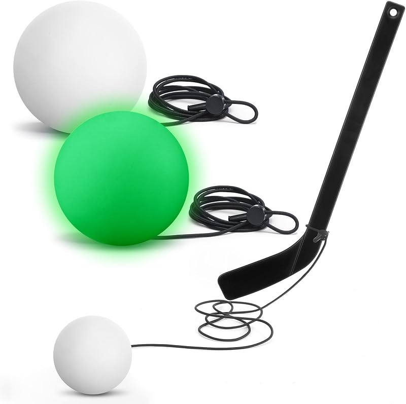 Arrowbash 1 Pcs Hockey Training Ball Glow in Dark with Bungee for Solo | Hockey Trainer Field Hockey Training Street, Glow in the Dark Hockey Balls, Portable, Street Practice for Speed Drills