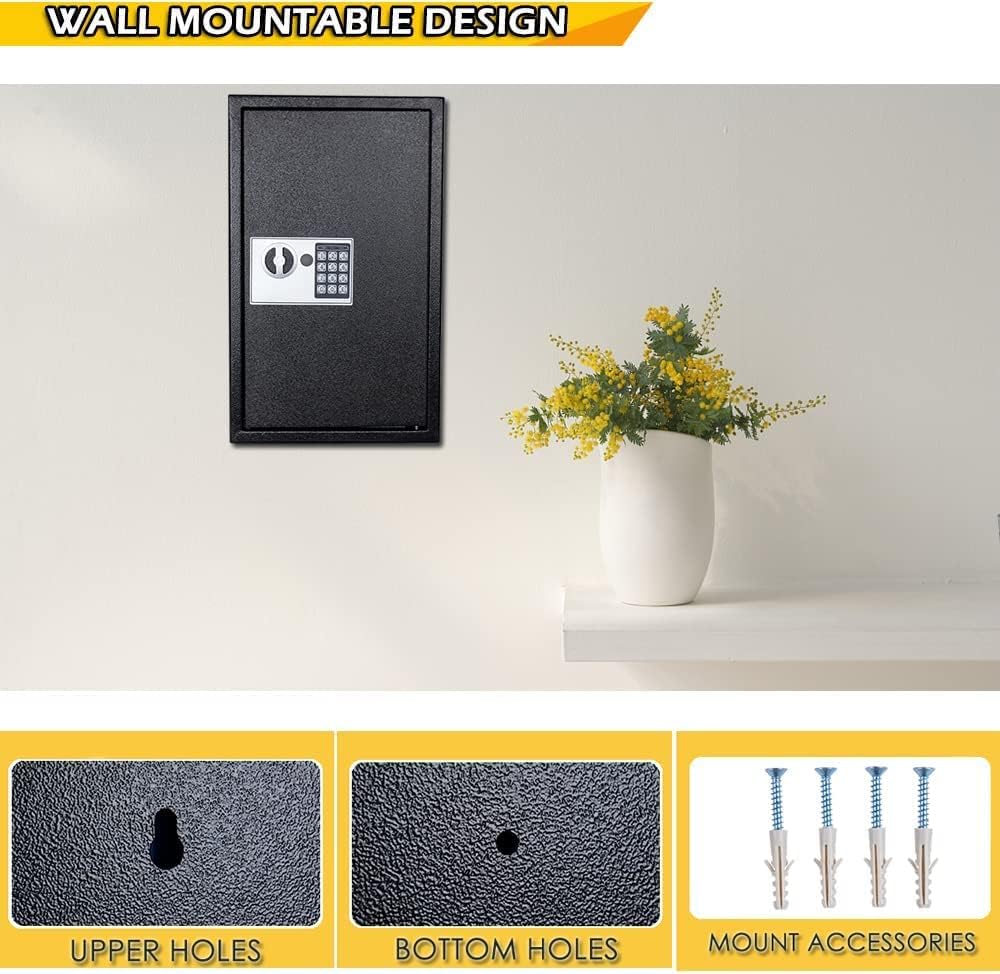 Furnishh Wall Mount Digital Key Box, Metal Key Cabinet Organizer Electronic Key Safe Storage Lockbox Holder for Valets, Hotels, Car and House Keys, Key Keeper Box with 100 Key Hooks & Tags