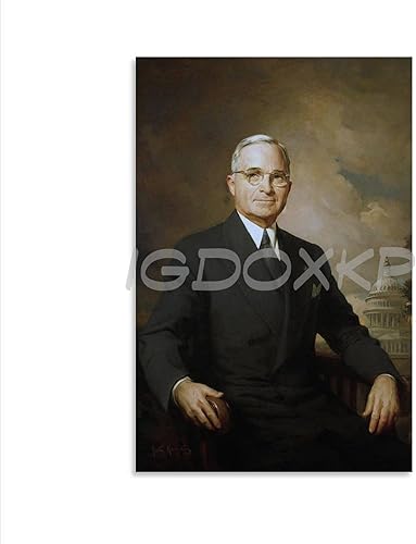 Miniatura 1 de OUDINI Póster de 33 edición del presidente de Estados Unidos, Harry S. Truman, con citas de retrato (1) póster en lienzo para decoración de pared,