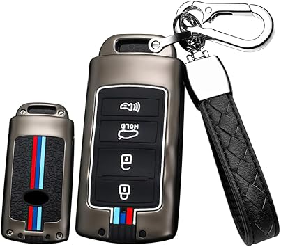 4 Button Alloy Key Fob Cover for KIA Cadenza K9 K7 k-04 Sorento K900 and New K7 Key 2013-2016 Key Accessories for Kia K7 Key Case Holder with Keychains Protector-B Keychain Black