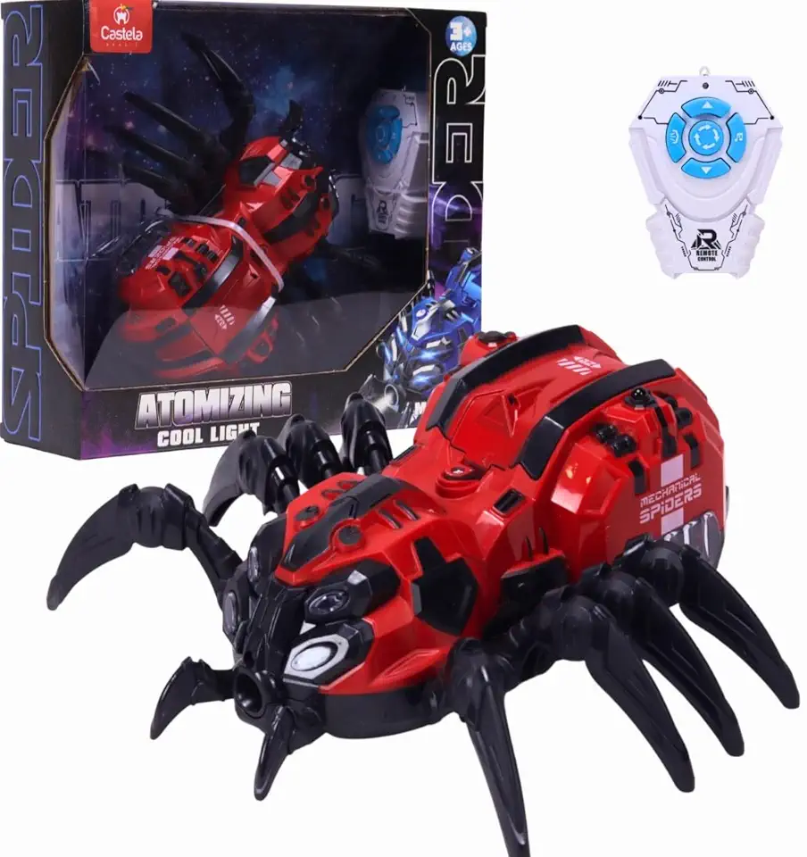 Robô Aranha de Controle Remoto Com Fumaça Som e Luz Vermelha - Castela