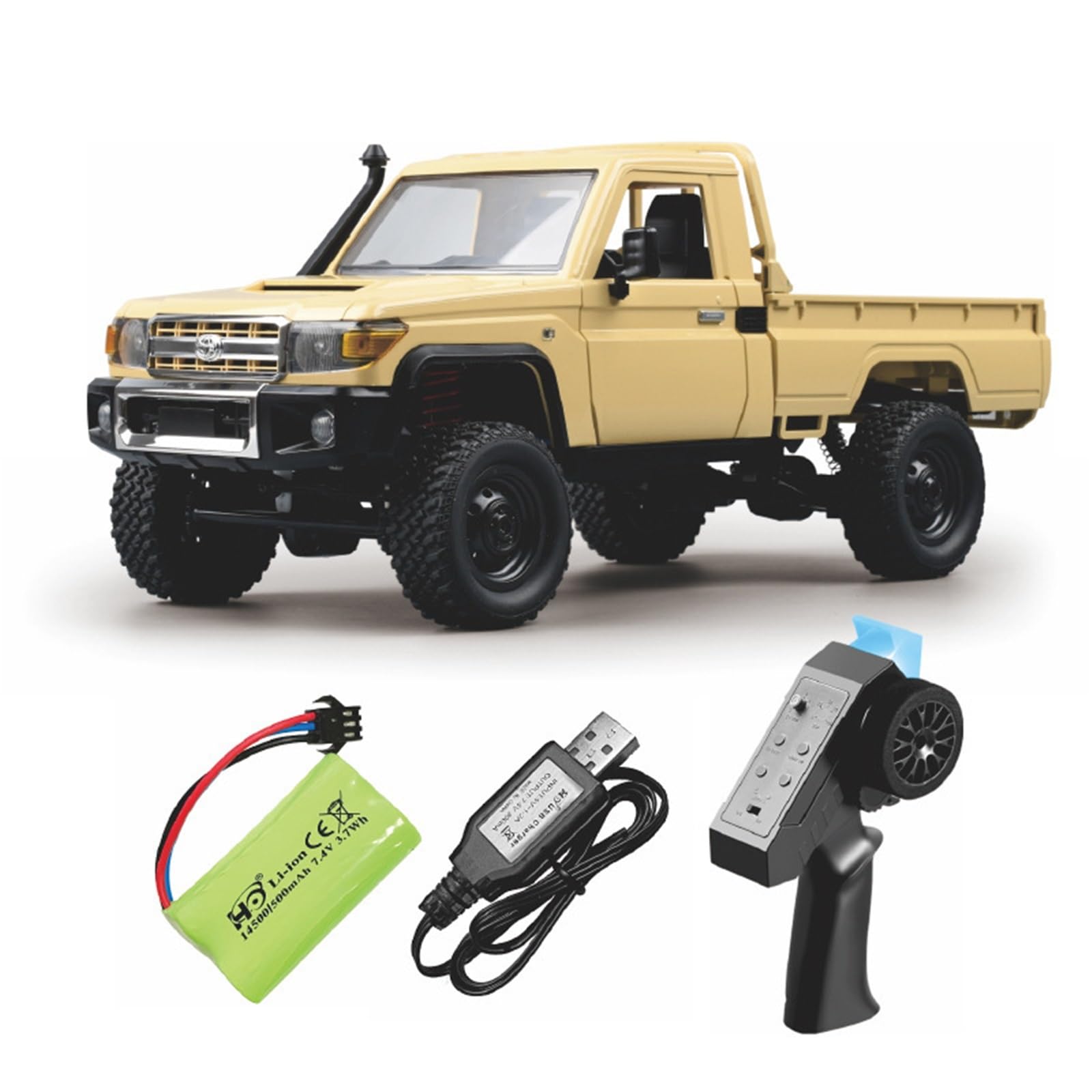 Zyllith MN-82 1:12 Scale RC Crawler, 4WD Off-Road Remote Control Truck with Proportional Control, Compatible with Toyota Land Cruiser LC79, Opening Doors/Hood, LED Headlights(Yellow White)
