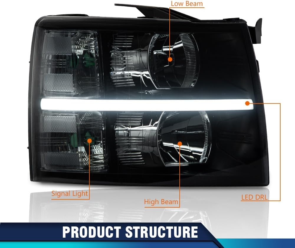 PIT66 Tail Lights Compatible With 2003 2004 2005 2006 Chevy Silverado (07-13 Chevy Silverado white bar)