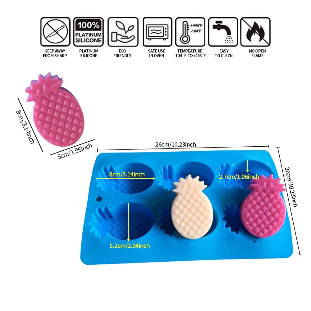 ZQWE 3D Pineapple Silicone Mold 2 PCS Fruit Shape Soap Chocolate Dessert Fondant Cake Molds Making Clay Epoxy Resin DIY Baking