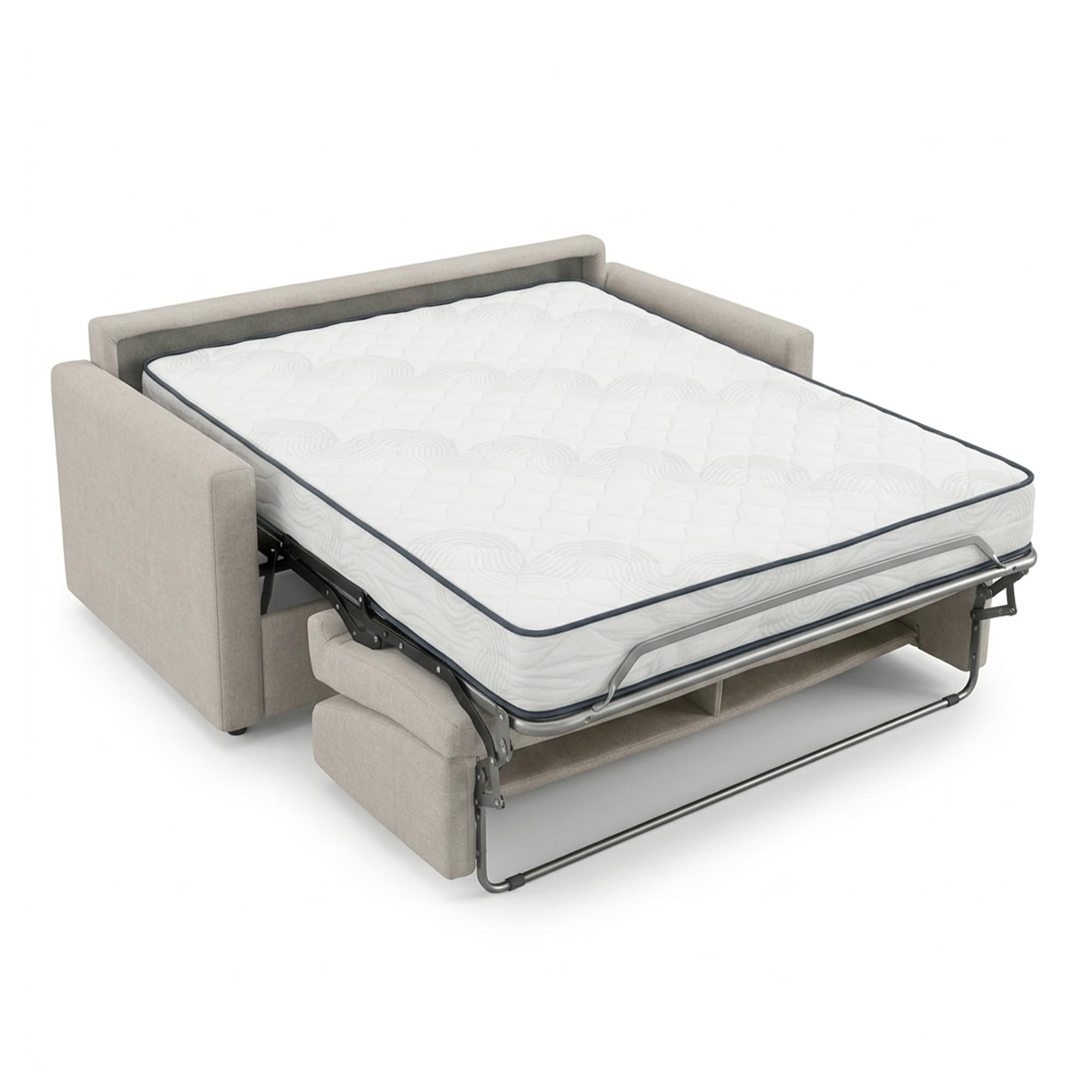 POLTRONE ITALIA Divano Letto Trasformabile 3 Posti Jazz Materasso matrimoniale H13 cm 140x195 Sfoderabile tessuto antimacchia Beige Made in Italy