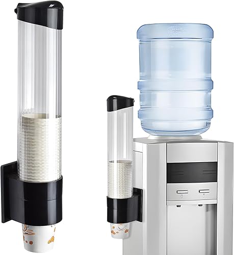 LBTING Dispensador de vasos, enfriador de agua, soporte para tazas de 7 a 12 onzas, cono o fondo plano, montaje en pared de placa de pasta o