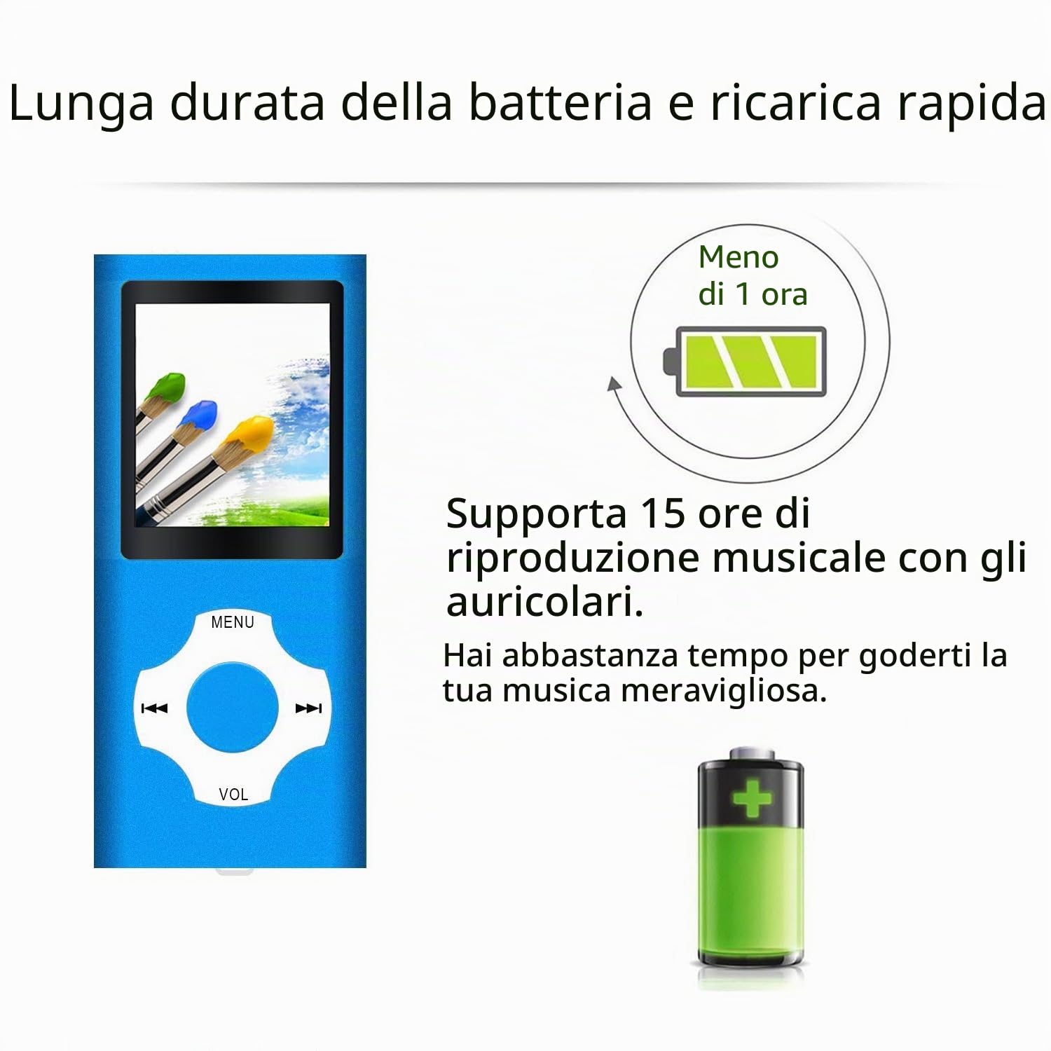 32GB Lettore MP3, Tabmart Metal Hi-Fi Capacità Di Musicale Portatile Lettore MP4 Ad Alta Risoluzione Con 1,8 Pollici Schermo MP3 Lettore Multifunzione 18 Ore Di Riproduzione Continua, Blu