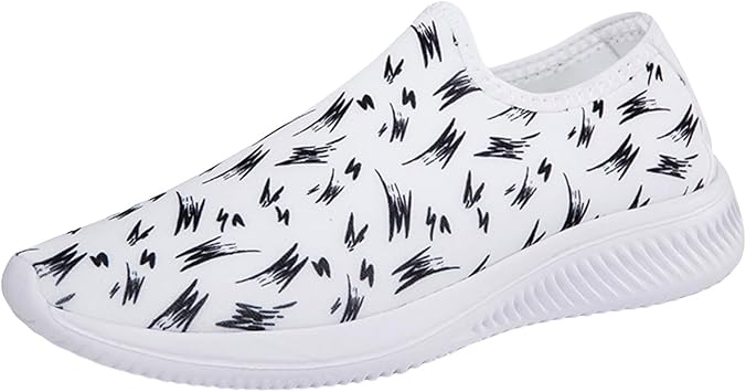 Mens Running Shoes - Men's Fashion Sneakers with Printed Design Lightweight Comfort Flat Sole Casual Sports Footwear