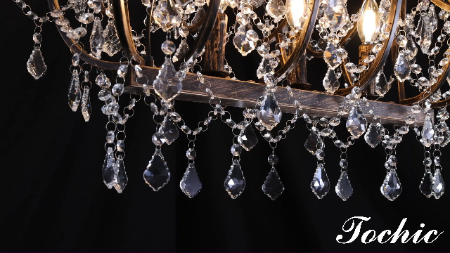 TOCHIC Crystal Chandelier, 15 Lights Farmhouse K9 Crystal Candle