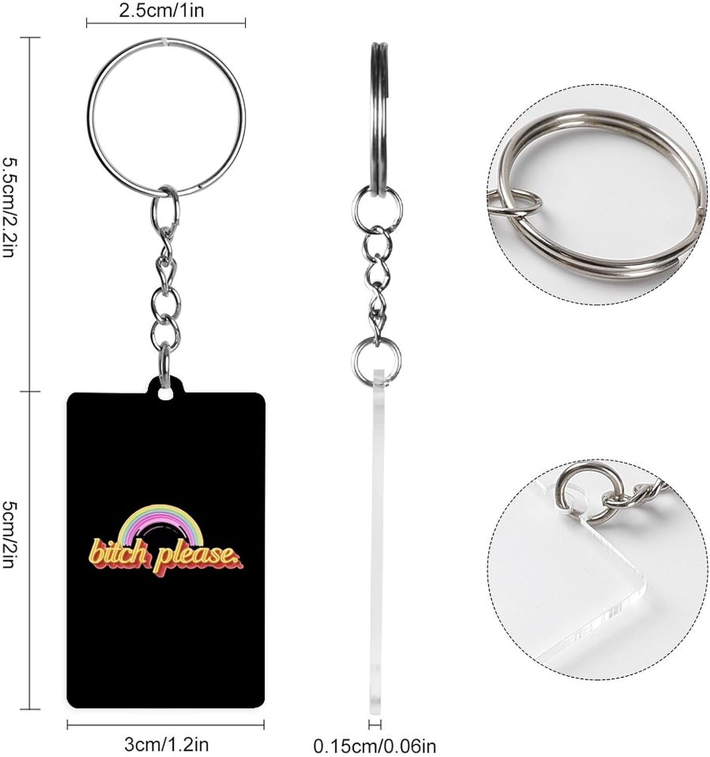 Bitch Please Cute Keychain Compact Acrylic Key Ring Holder image 2