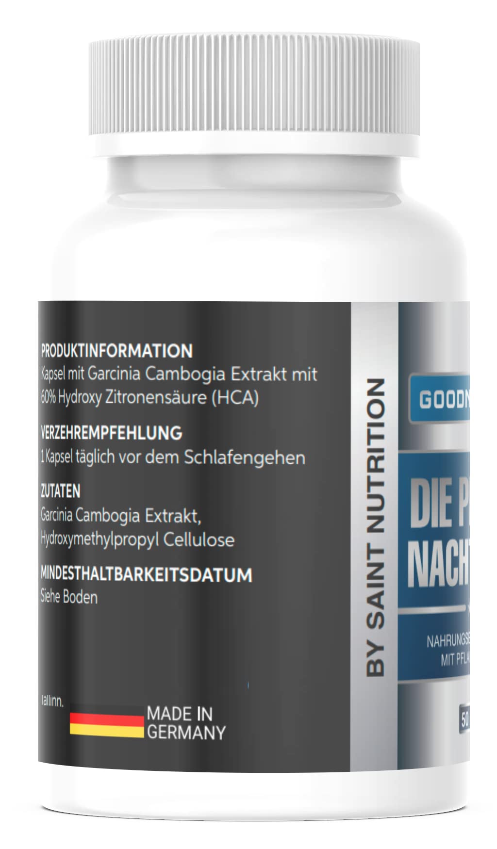 Saint Nutrition® GOODNIGHT F-BURN Kapseln Vegan - 1 Kapsel für die Nacht mit Garcinia Cambogia - für Männer & Frauen, schnell + hochdosiert