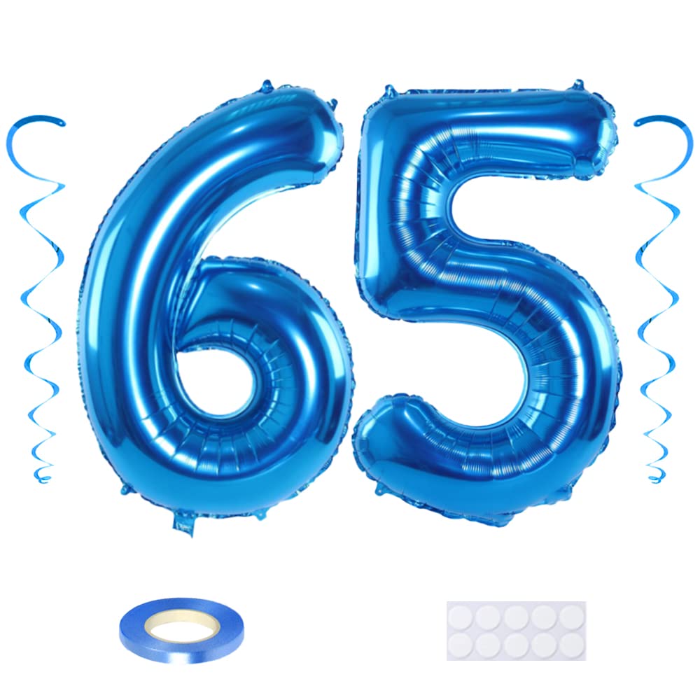 Maigendoo Jumbo 65 Number Balloon 40 Inch Large Digit Balloons Huge Helium Balloon Foil Mylar Balloon with Swirl Decorations for 65th Birthday Party