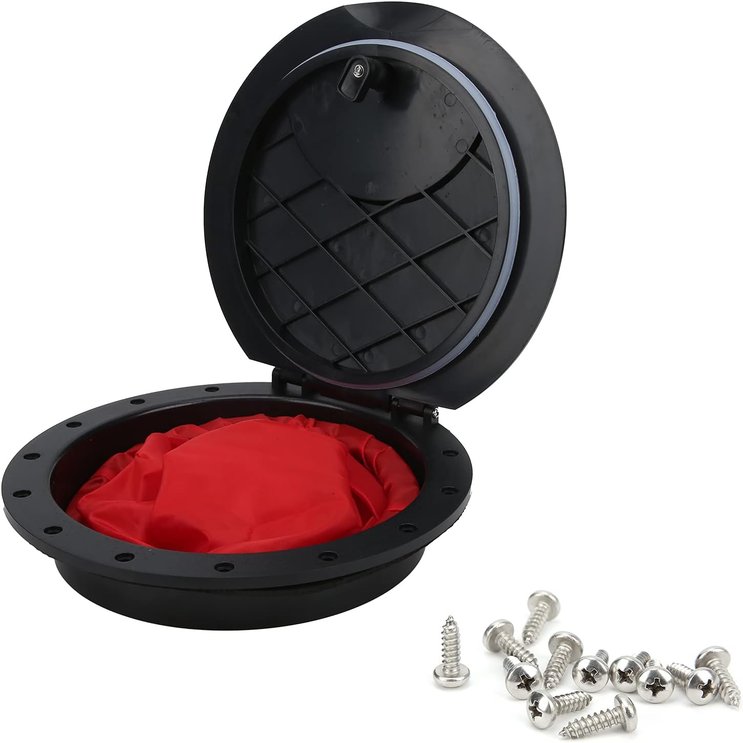 9 Inch Deck Plate Hatch Cover Kit, ABS Rod Hatch Cover with Storage Bag, Marine Hatch Cover, Plastic Fully Sealed Deck Plates for Kayak Yachts