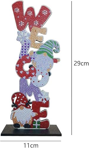 Miniatura 5 de Kit de adornos de escritorio con pintura de diamante de gnomo de bienvenida, arte de diamante 5D, decoración de mesa, arte de mosaico, manualidades,