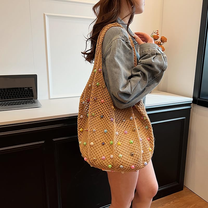 Bolso tote de playa tejido grande estilo vacaciones miniatura 7