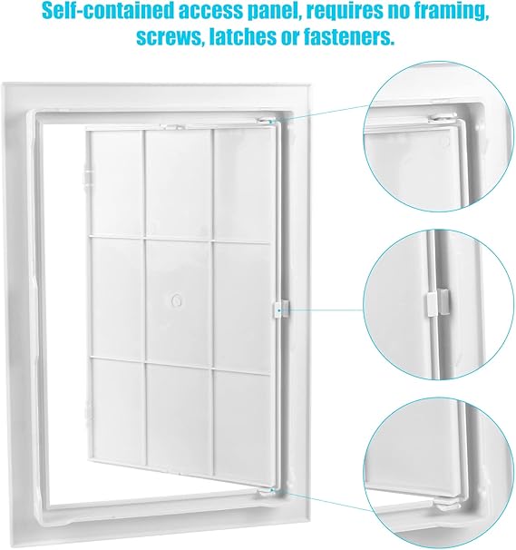 CABAX 8x12 inch Plastic Access Panel for Drywall Ceiling Reinforced Plumbing Wall Access Doors Removable Hinged, White