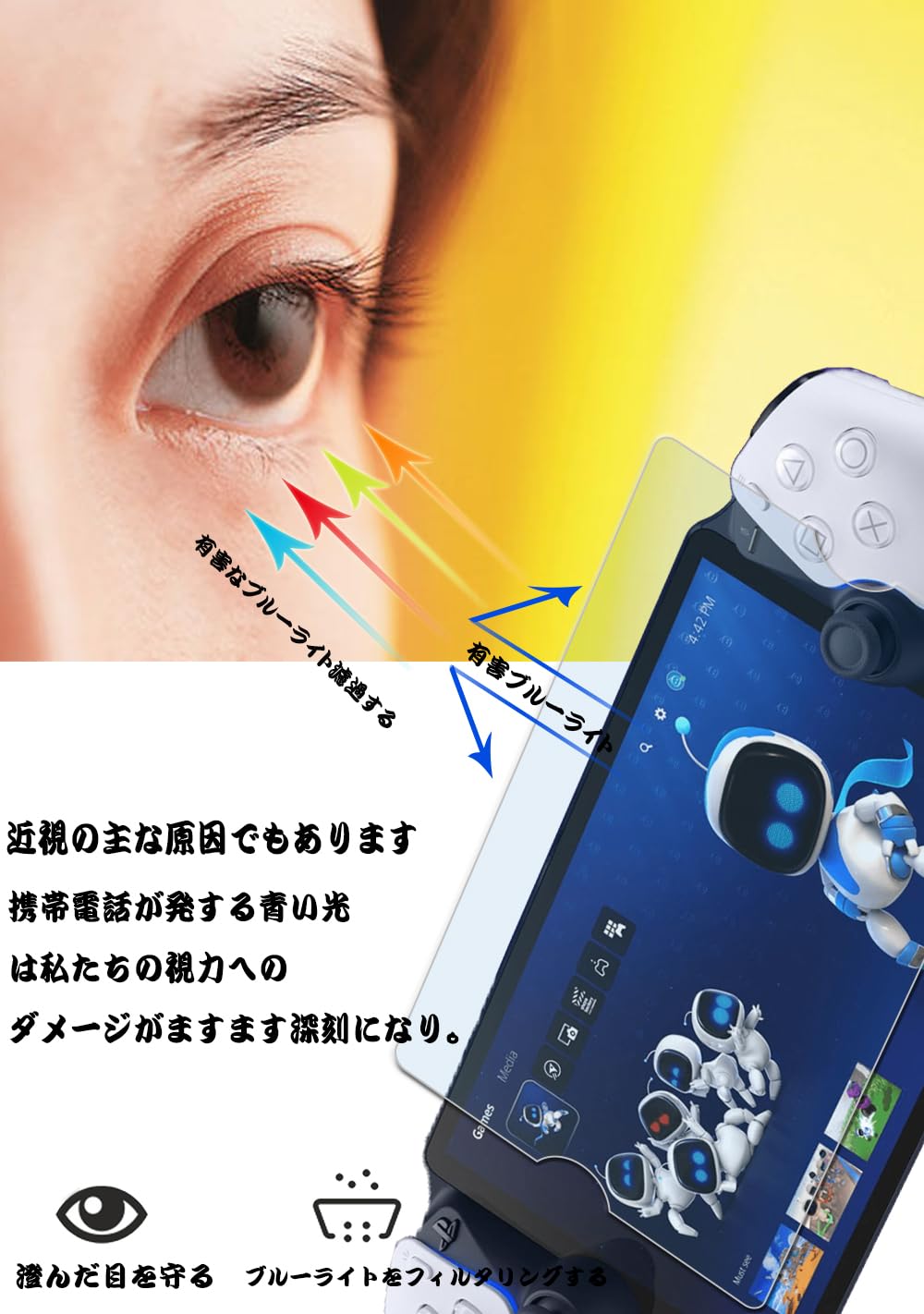 Amazon.co.jp: 【ブルーライトカット 93%】【 1枚入り】PlayStation