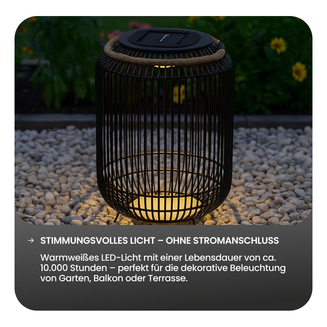 Best Season Solar LED Deko-Korb Sunlight 48cm - Dämmerungssensor
