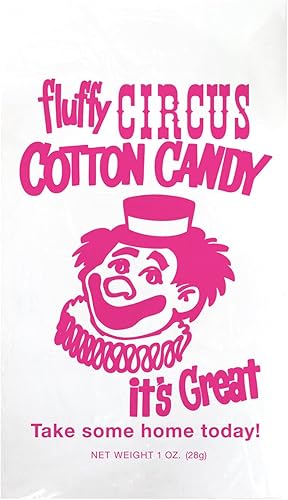 Miniatura 2 de Oasis Supply, Bolsas de algodón de azúcar resistentes, diseño transparente y liso, 100 unidades, lazos giratorios incluidos