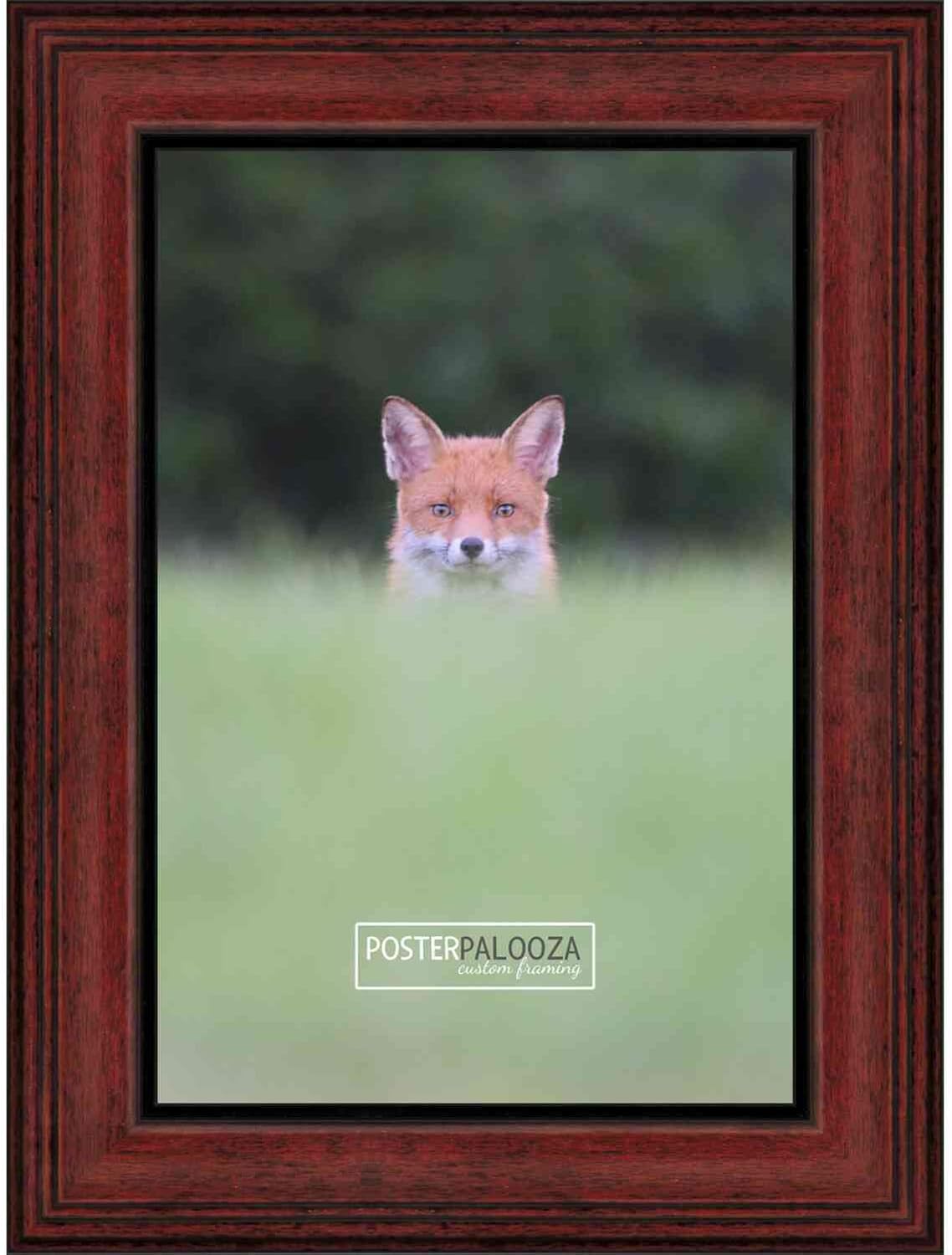 Poster Palooza 24x30 Traditional Mahogany Complete Wood Picture Frame with UV Acrylic Plexiglass, Foam Board Backing & Hardware Included