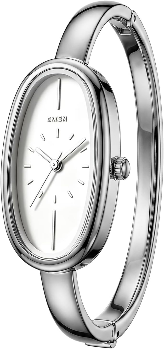Women’s Watch Delicate Oval Bangle Minimalist Wristwatch