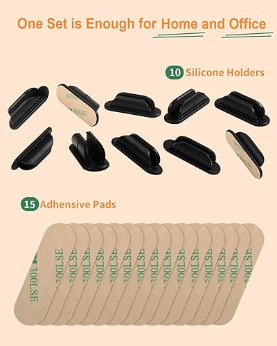 Miniatura 7 de Tiizze Juego de 10 portalápices adhesivo de silicona con 15 almohadillas adhesivas, soporte flexible para lápices para artículos esenciales de