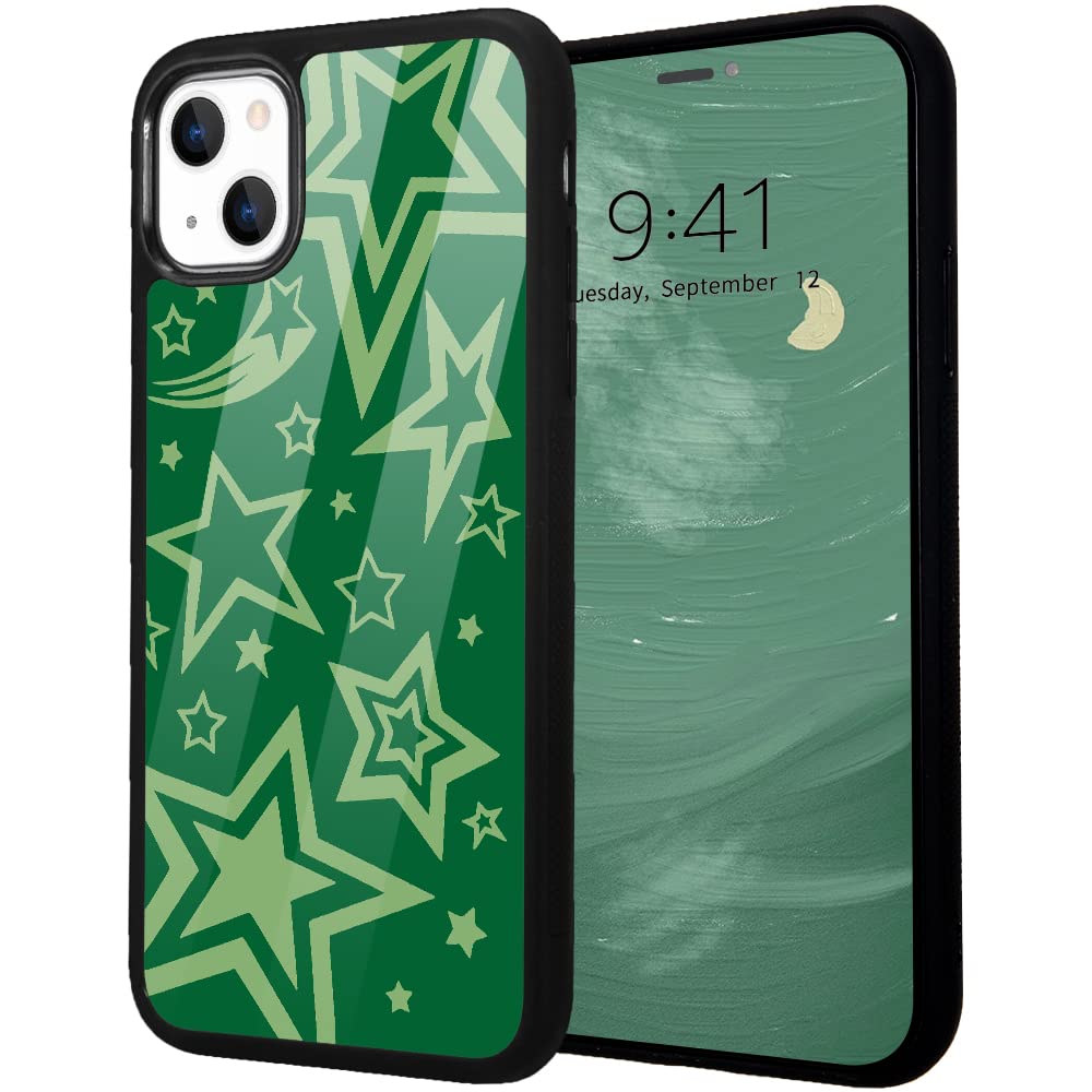 IdocolorsGreen Star Phone Case Compatible with iPhone 11,Lovely Durable Protective Case Shockproof Dustproof Soft TPU Bumper Hard Back Scratch Resistant Cover for iPhone 11