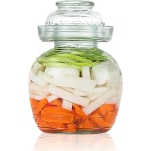 Pickle Container 1.5 L, Food Grade Fermentation Jar Traditional Kimchi Containers with Bowl Cap Glass Jar with Lid for Kimchi Sauerkraut