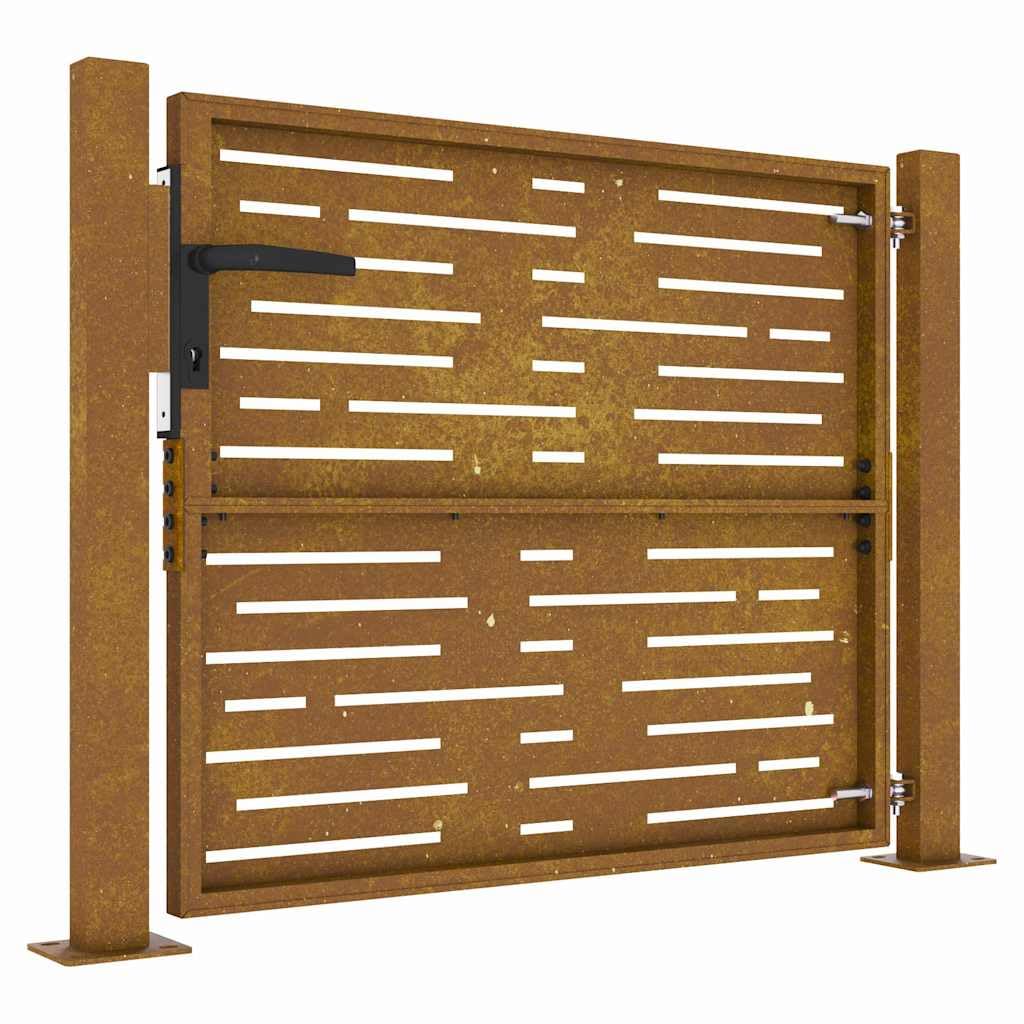 vidaXL Puerta de jardín Acero corten diseño Cuadrado 100x100 cm, Puerta de Metal, Puerta Delantera de jardín, Puerta de jardín con Cerradura