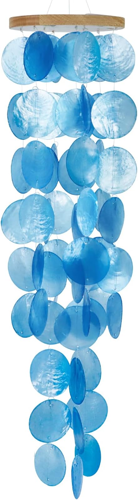 Capiz Shell Wind Chime for Outside，Blue