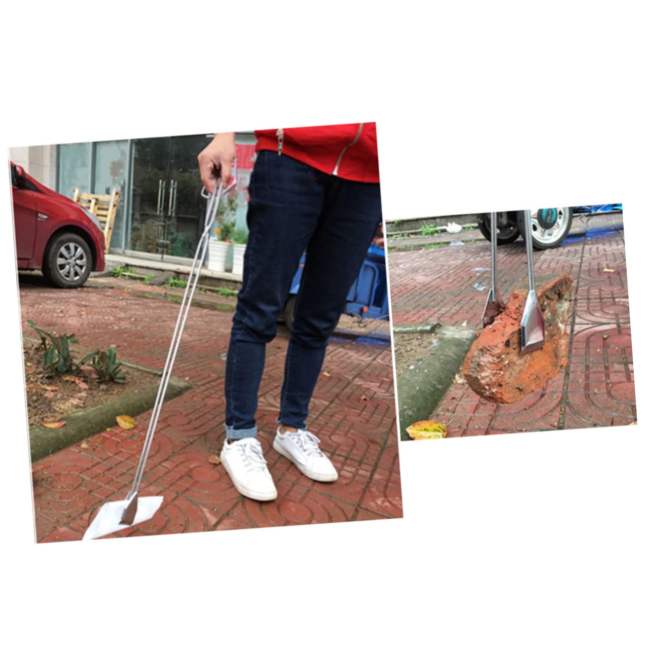 2PCS 60cm Stainless Steel Scissor Tongs for Grilling and Garbage Pickup Heavy Duty Portable Clamp Tool for Outdoor Barbecue and Litter Collection