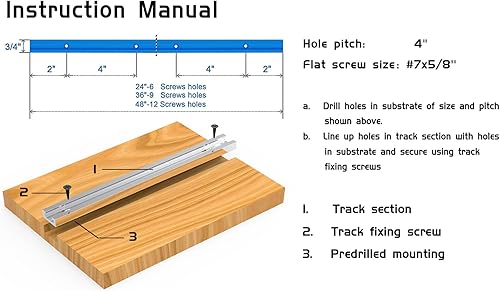 Miniatura 7 de Accesorios de 24 pulgadas para carpintería con tornillos, 2 herramientas de carpintería de aleación de aluminio, perfil de doble corte, pistas en T