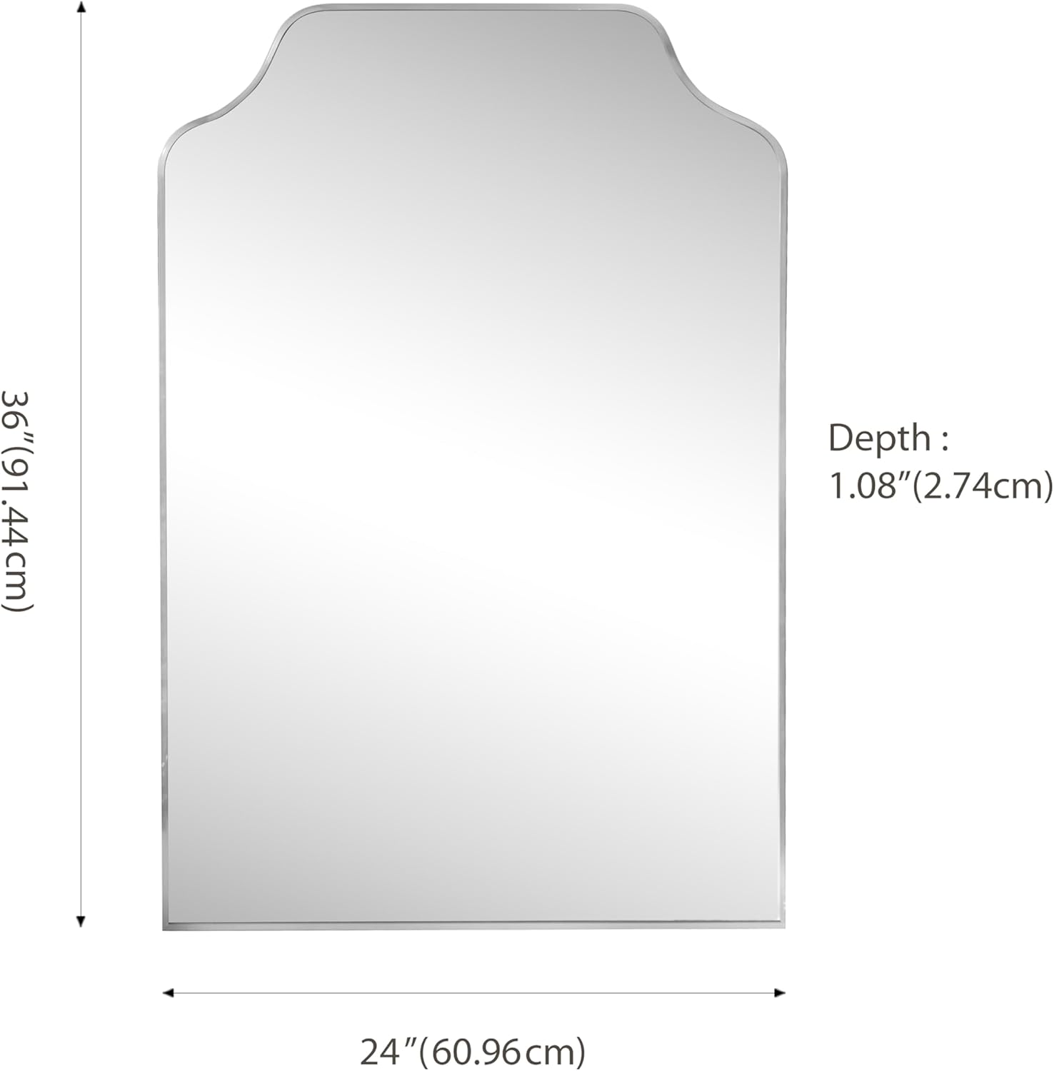 JONATHAN Y MIR203B Lindie 24 in. W x 36 in. H Medium Scalloped-Top Metal Framed Wall Mounted Mirror, Wall-Hung or Leaning for Bathroom, Living Room, Bedroom, Nickel