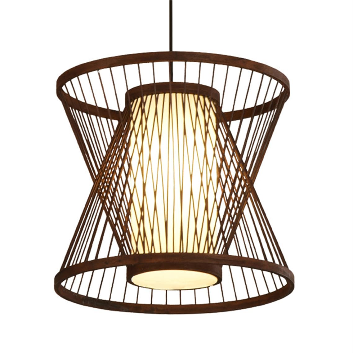 LQZCXMF Faux Parchment Chinese Pendant Light Unique Multi-Layer Lamp Shade Beige Natural Wicker Rattan Hanging Lamp for Porch Boho Rattan Chandelier for Dining Room Kitchen Island Living Room