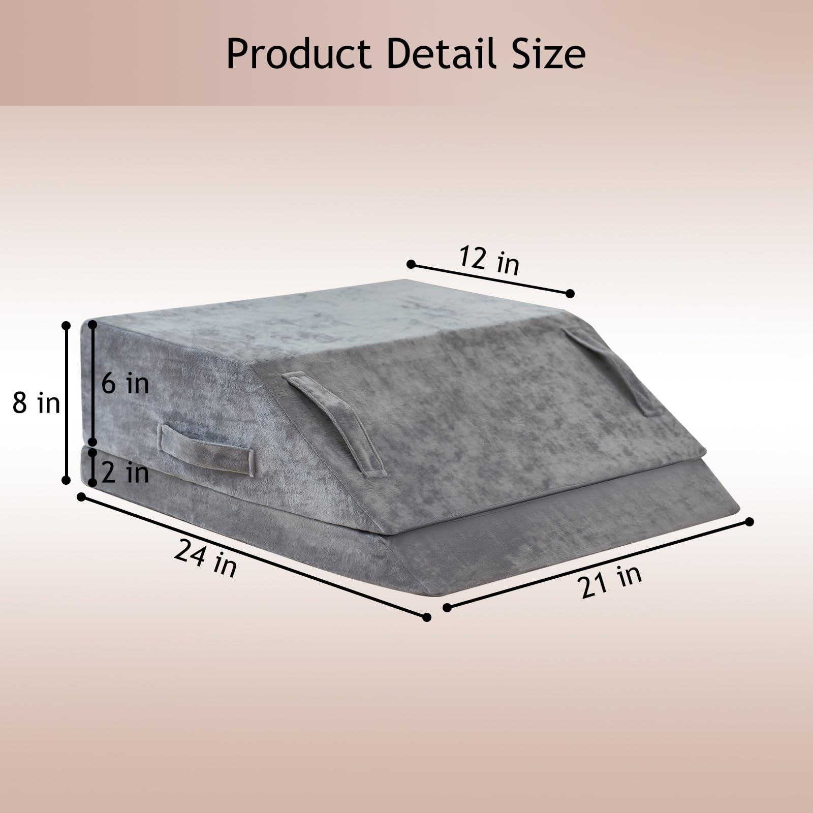 Almohada de cuña para dormir, almohada de cuña de cama para después de la cirugía, almohada de elevación de piernas de espuma viscoelástica de 2 alturas para hinchazón, alivio del dolor de