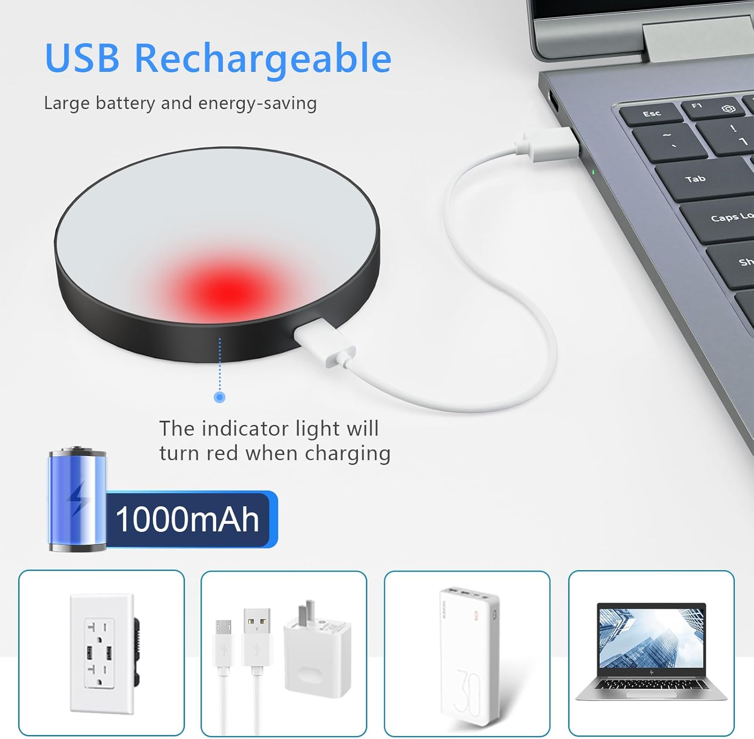Ferswe Dimmable Touch Light, 3000K Rechargeable Touch Lights Stick on, Closet Light with 1000mAh Large Battery, LED Night Light for Closet, Counter, Kitchen, Bedroom and Wall(2 Pack)
