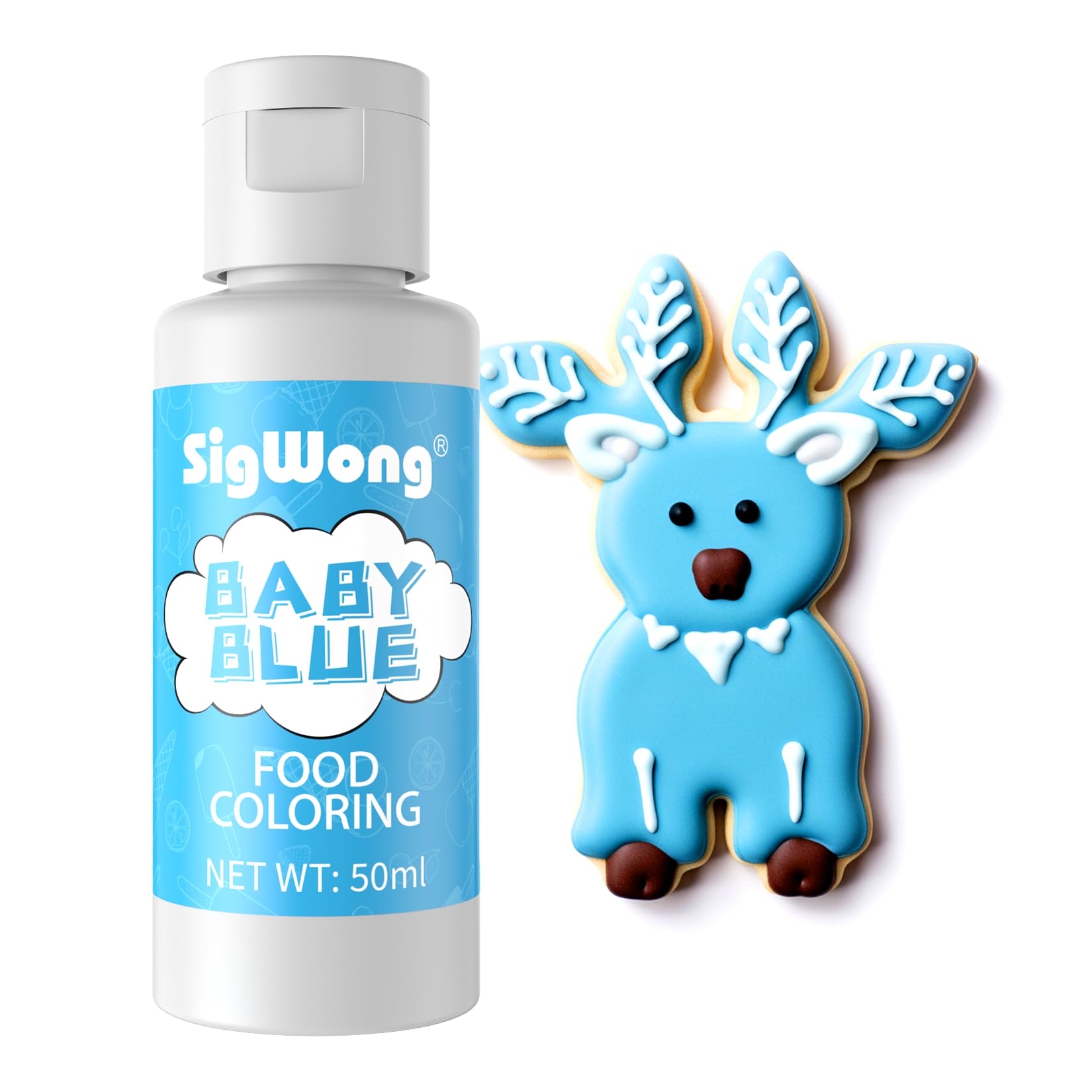 Food Colouring - 50ml Concentrated Liquid Food Colouring Set - Neon Liquid Food Color Dye for Baking, Decorating, Icing, Cooking and DIY Crafts - Baby Blue