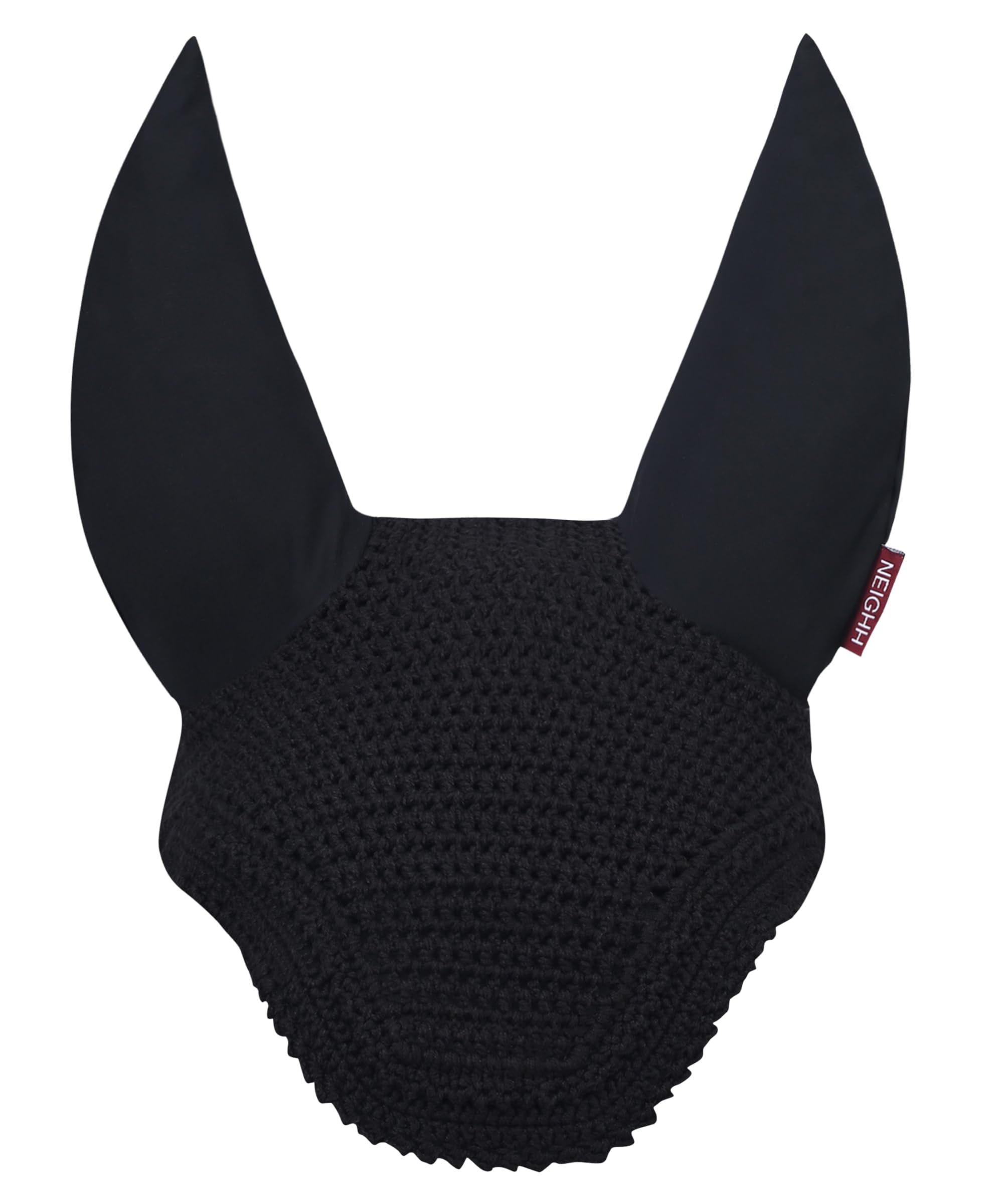 Void Crochet - Gorro para orejas de caballo, protección contra moscas de resistencia prominente, paquete de 1 unidad (grande: (horizontal) A: 34 cm, (vertical) B: 42 cm, negro)