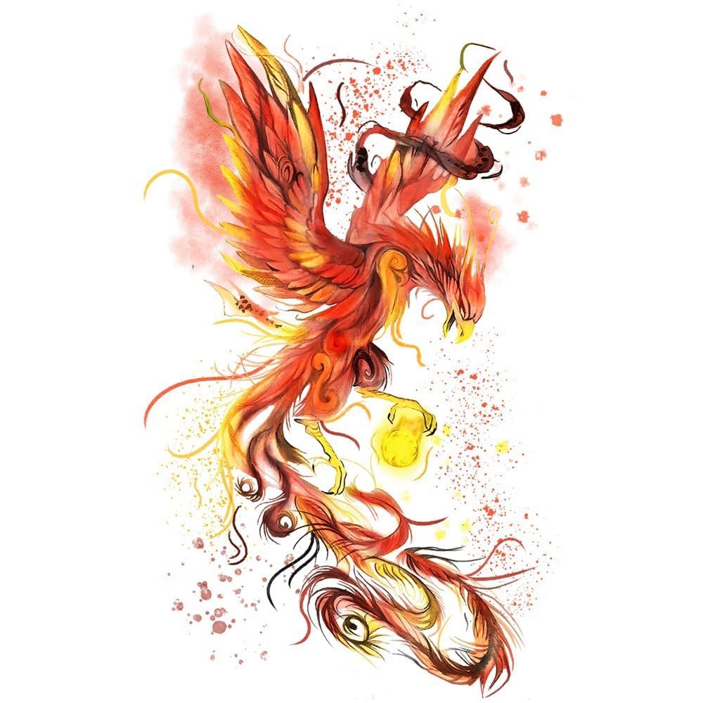 Amazon.com : Dopetattoo 6 Sheets Temporary Tattoos Phoenix Birds