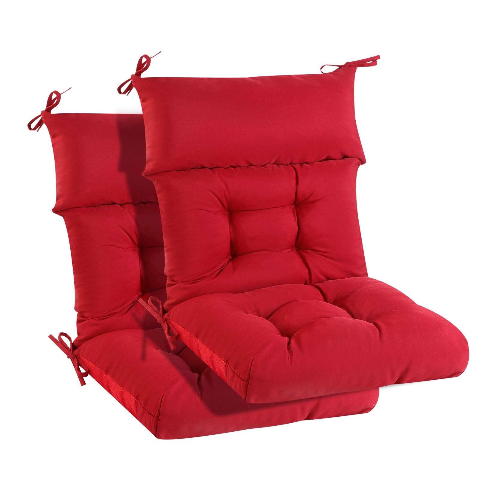 Photo 1 of NBHUIYJJ Outdoor High Back Chair Cushions - Set of 2, Wine Red
