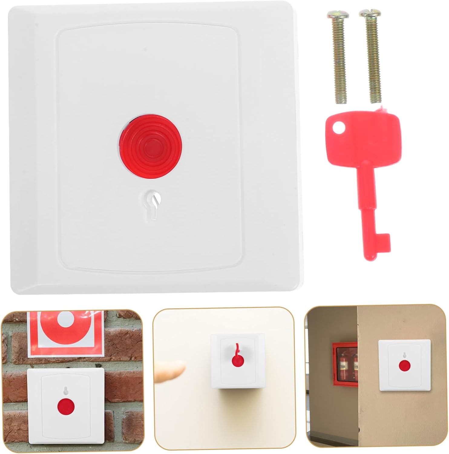 1Set Emergency Call Button with Reset Key Manual Alarm Button for Instant Help for Elderly Safety and Emergency Situations Reusable Alarm Button Reset Keys Included