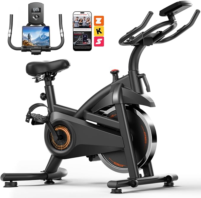 AUDAXFIT Exercise Bike with Adjustable Resistance and High Carbon Steel Frame