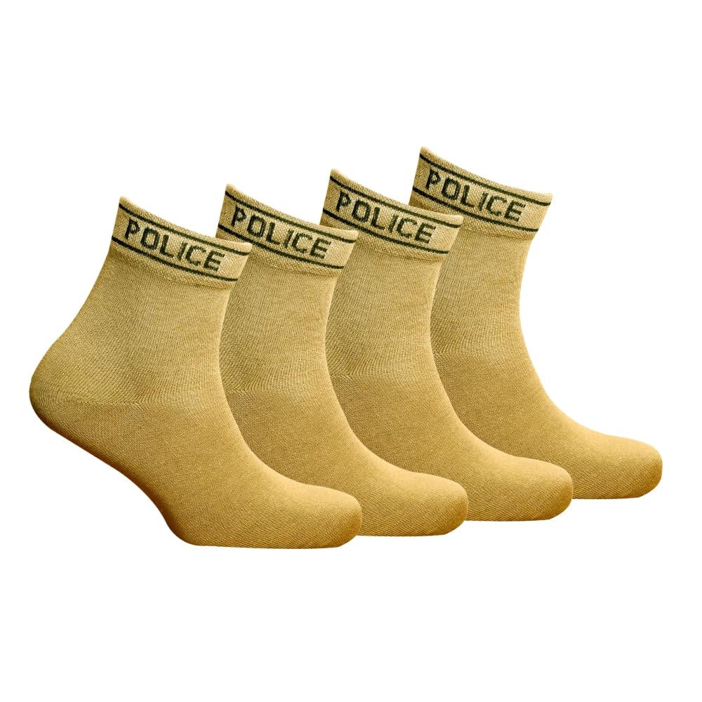Police Khaki Socks For Men's/Women Cotton Ankle Length free Size Police Khaki Uniform, Traffic Civil Defense Tactical Socks pack of 4-image-15